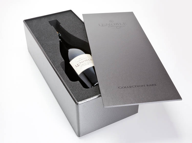Presentation boxes and product packaging of Lenoble champagne